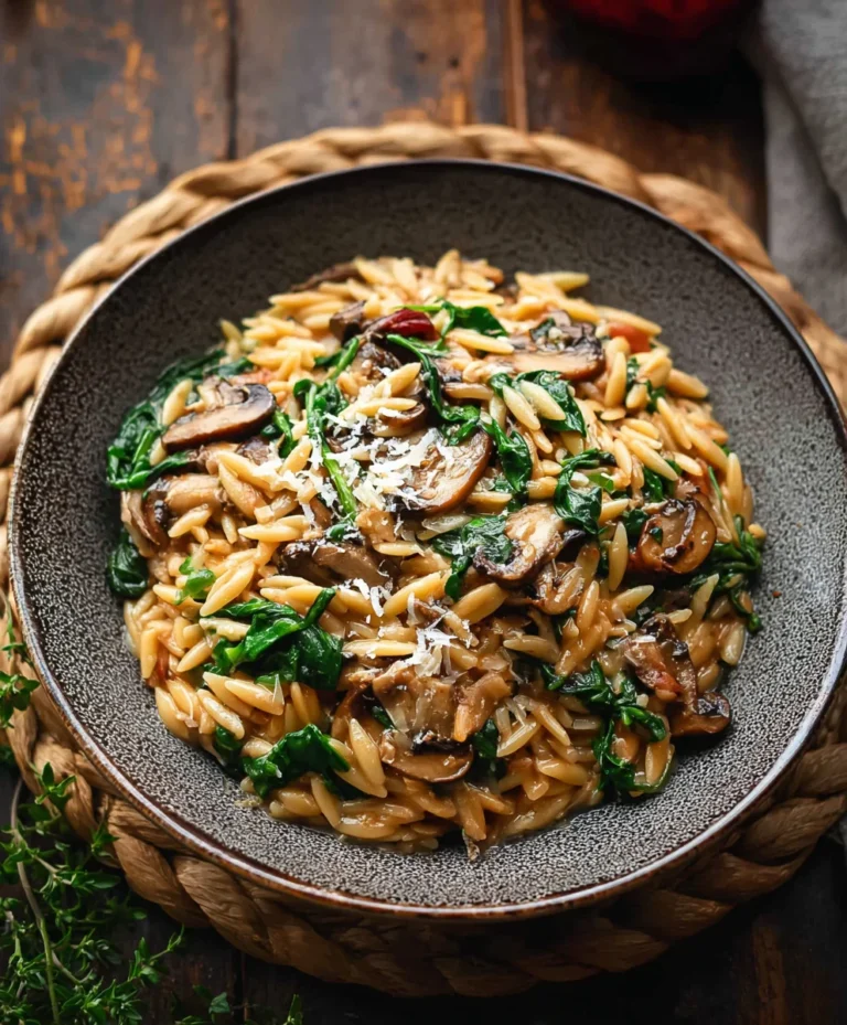 Mushroom Spinach Orzo – Delicious Creamy Pasta Dish