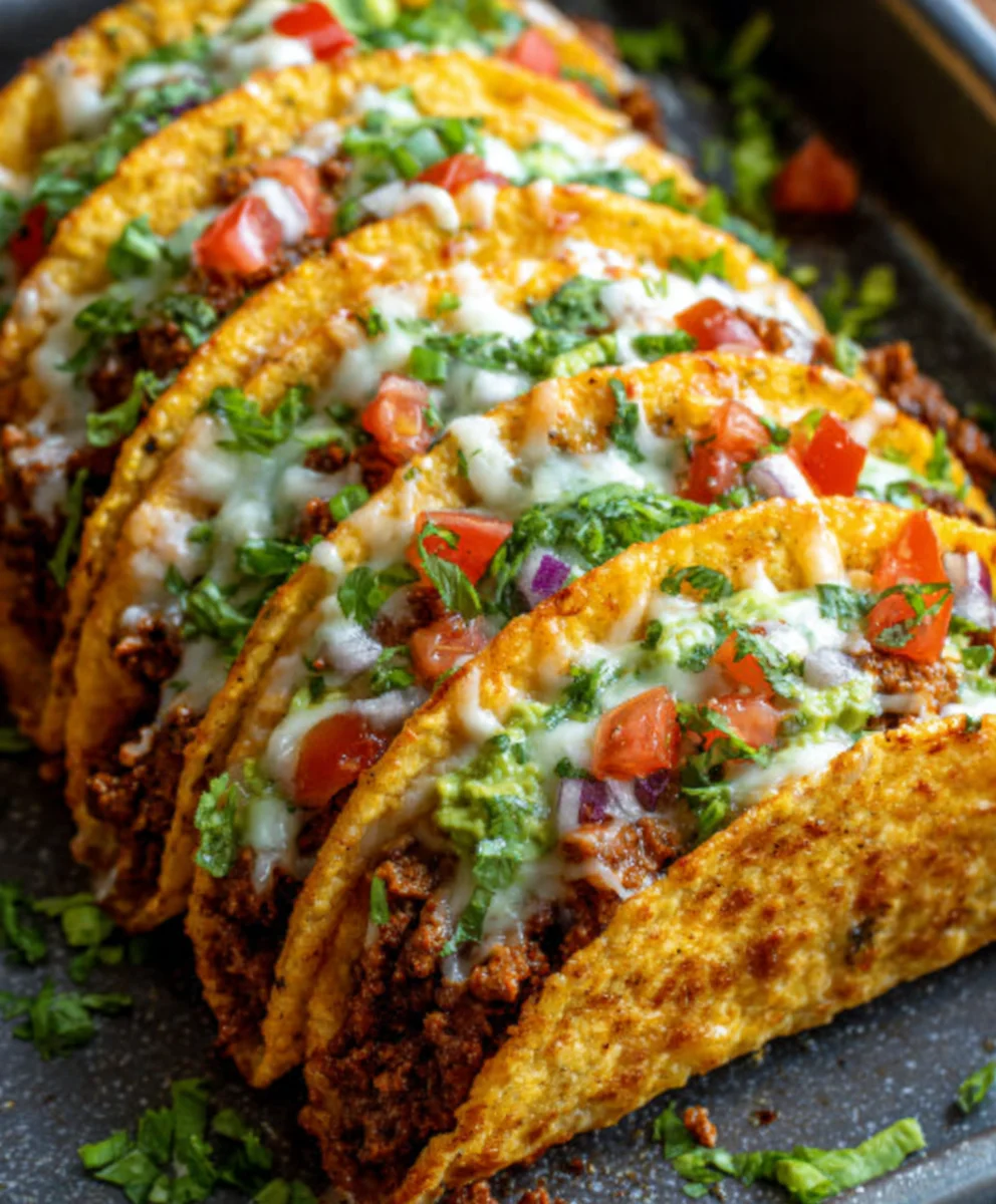 Crispy Oven-Baked Cheesy Beef Tacos Loaded