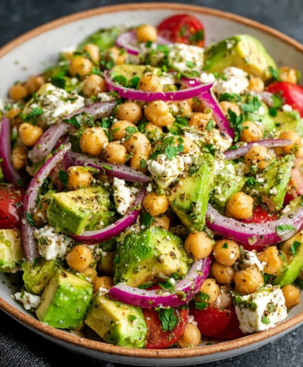 Chickpea Feta Avocado Salad - Easy & Fresh Recipe