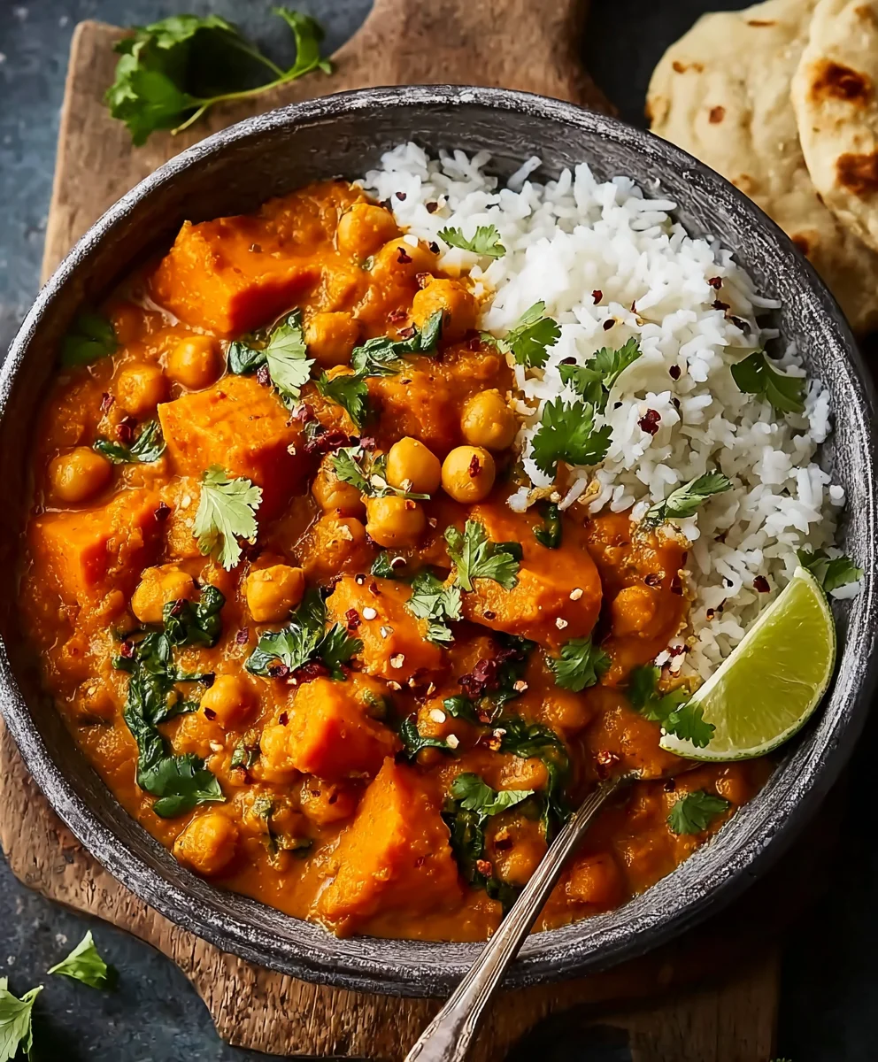 Sweet Potato Chickpea Curry- Easy Vegan Comfort Food