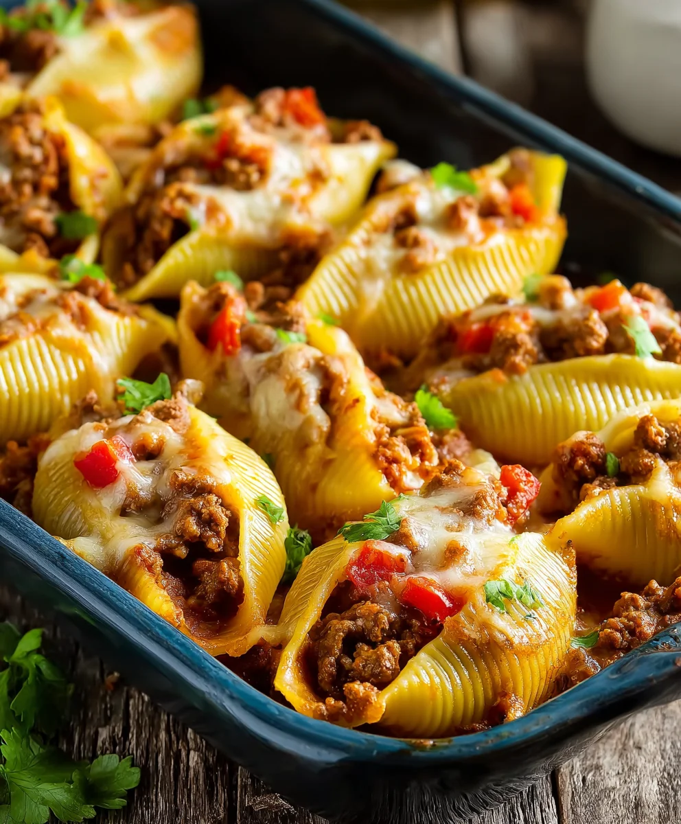 Easy Taco Stuffed Shells- Beef Dinner Recipe