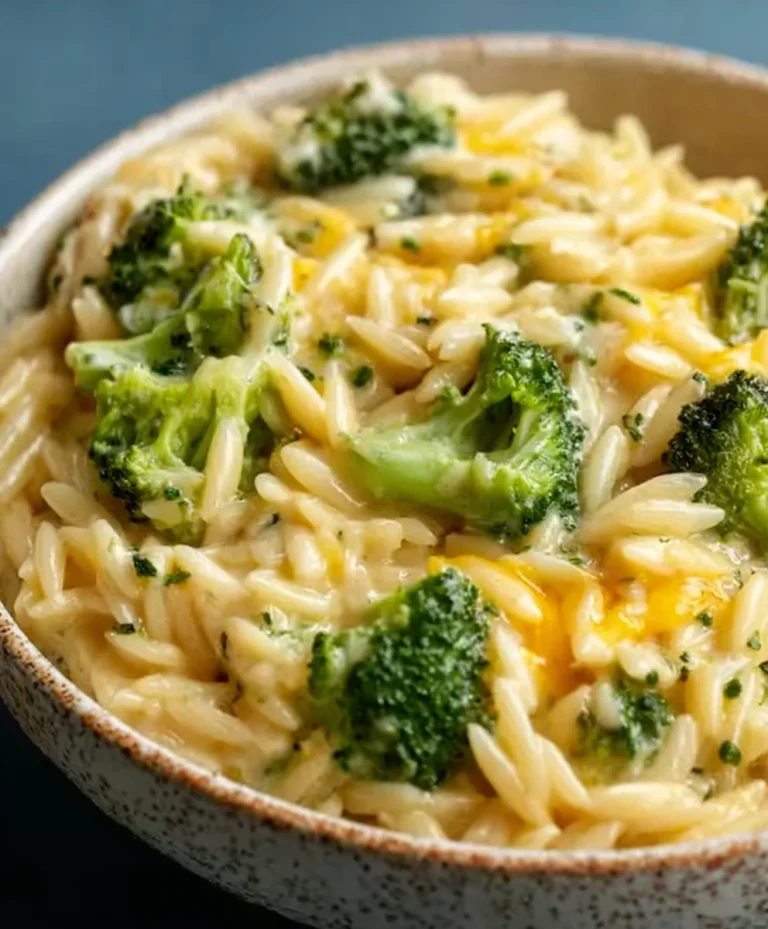 Creamy Broccoli Cheddar Orzo-Easy One-Pot Meal