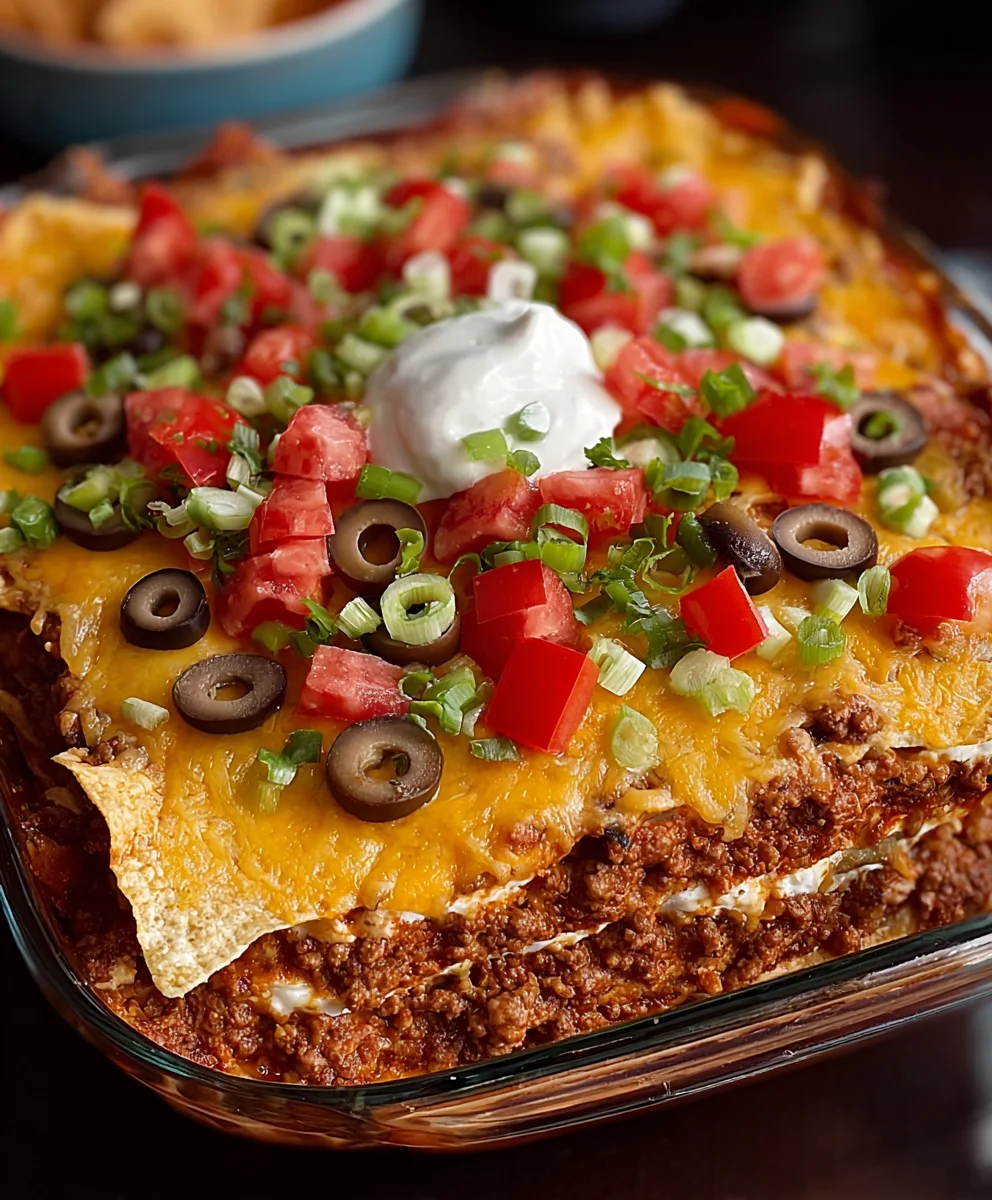 Easy Beef Layered Taco Bake Recipe