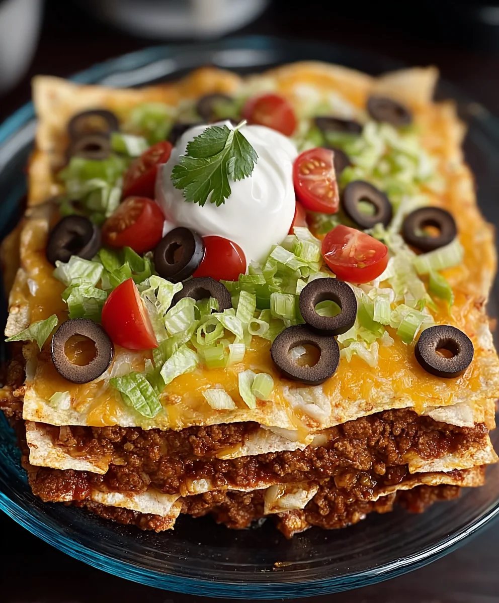 Easy Beef Layered Taco Bake Recipe