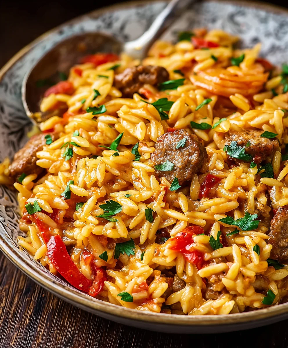 Spicy Cajun Orzo Pasta- Easy Beef Dinner