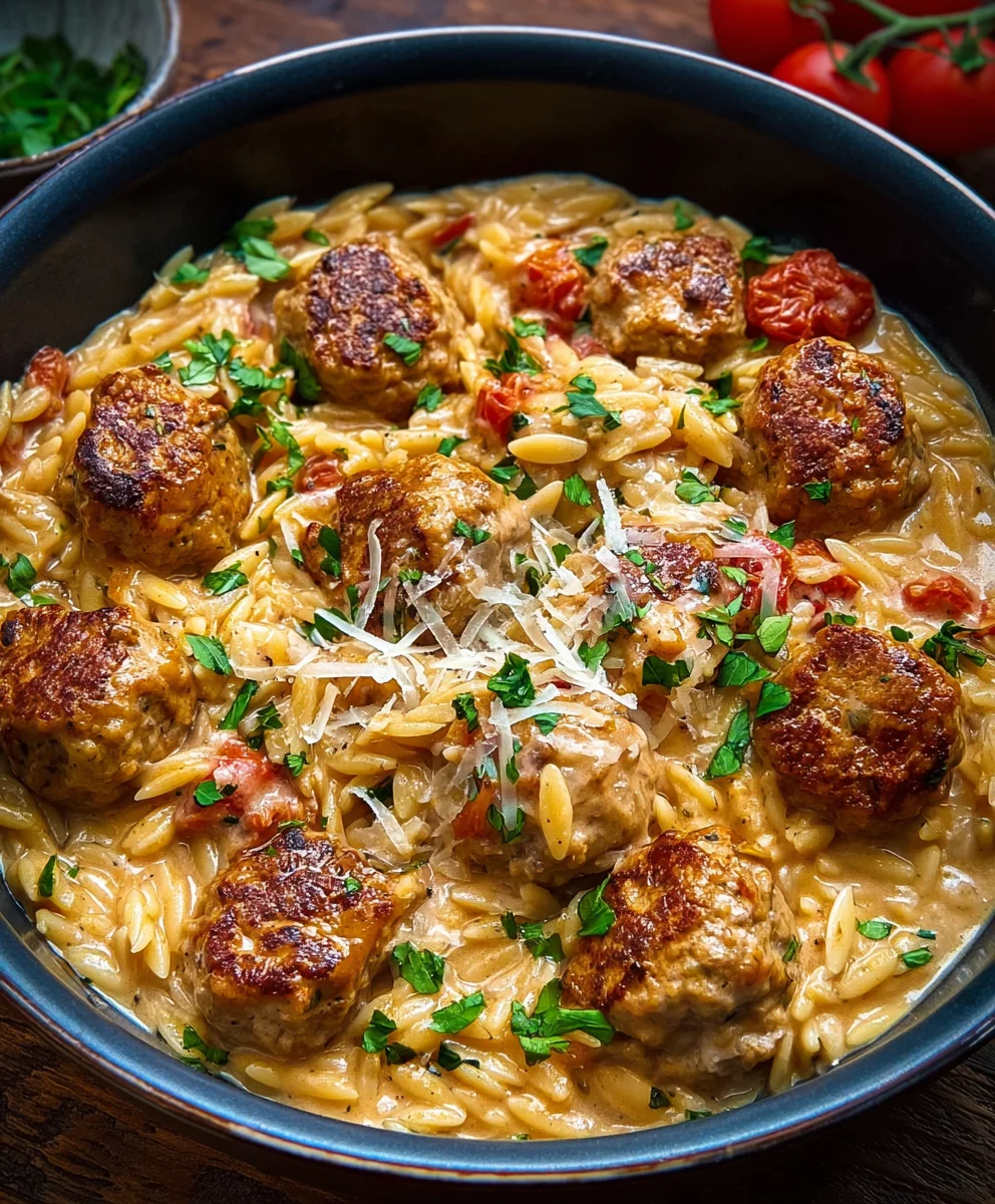 Marry Me Chicken Meatball Orzo - Creamy Comfort Food