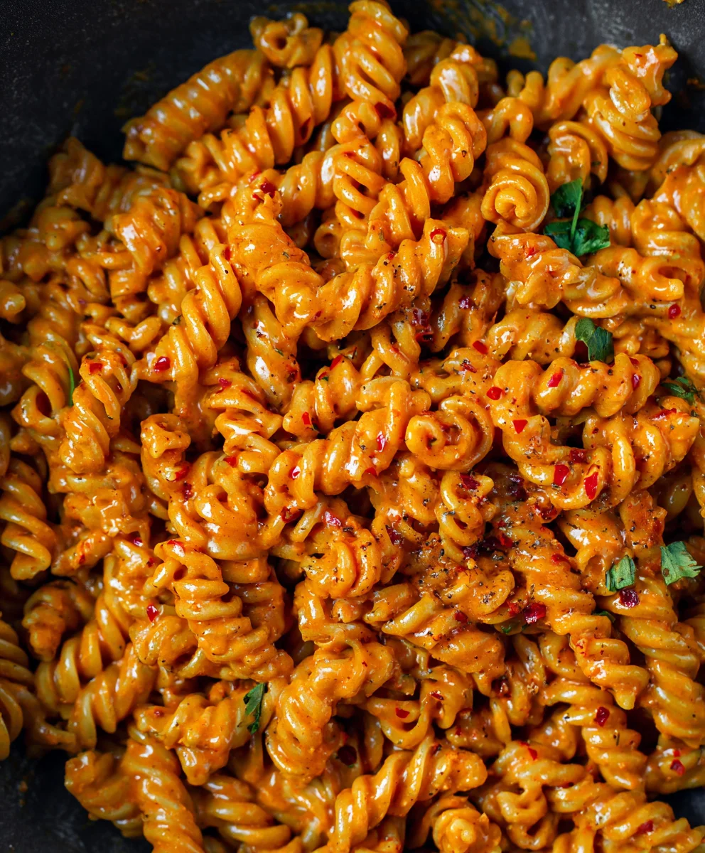 Creamy Vegan Spicy Fusilli Pasta - Easy Dinner