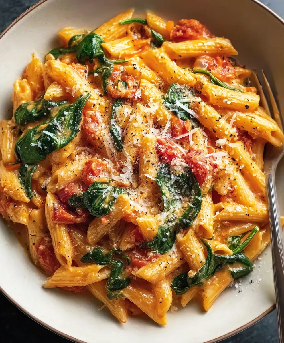 Creamy Tomato Spinach Pasta - Easy Weeknight Dinner