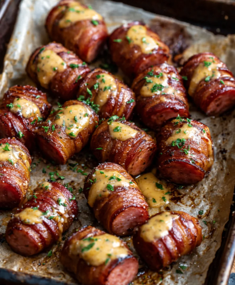 Beef Kielbasa Bites-Mustard Hasselback Easy Appetizer
