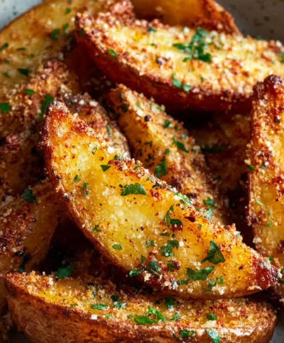 Crispy Baked Garlic Parmesan Potato Wedges