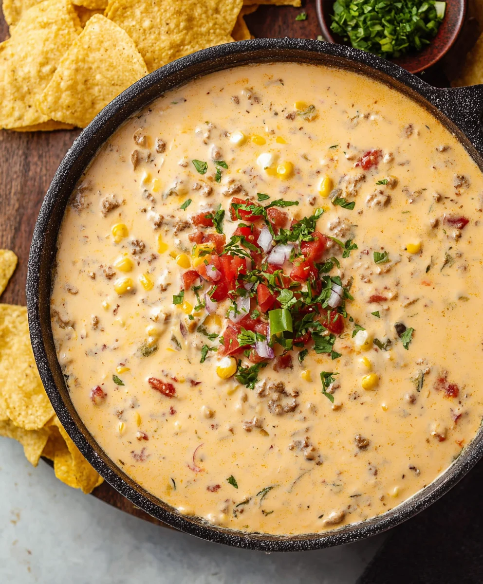 Easy Cowboy Queso Dip-Best Creamy Beef Recipe