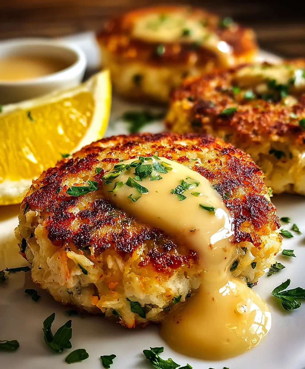 Cheddar Crab Cakes with Lemon Butter Drizzle
