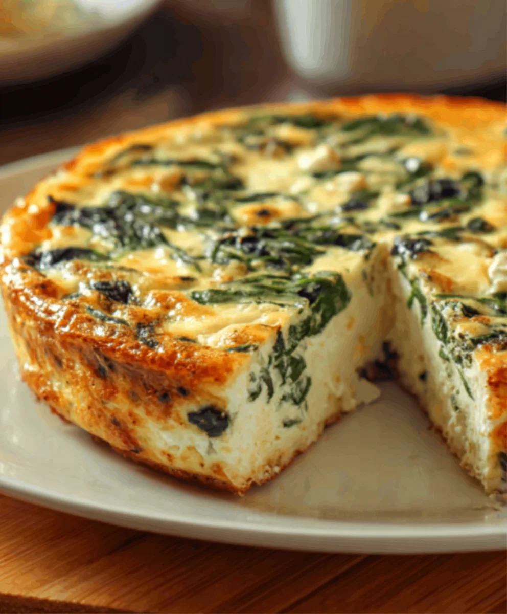 Spinach Cottage Cheese Crustless Quiche - Easy & Healthy