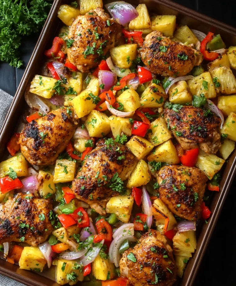 Easy Hawaiian Chicken Sheet Pan Dinner Recipe