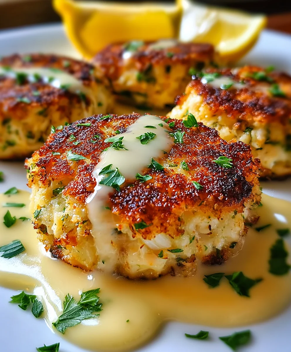 Cheddar Crab Cakes with Lemon Butter Drizzle