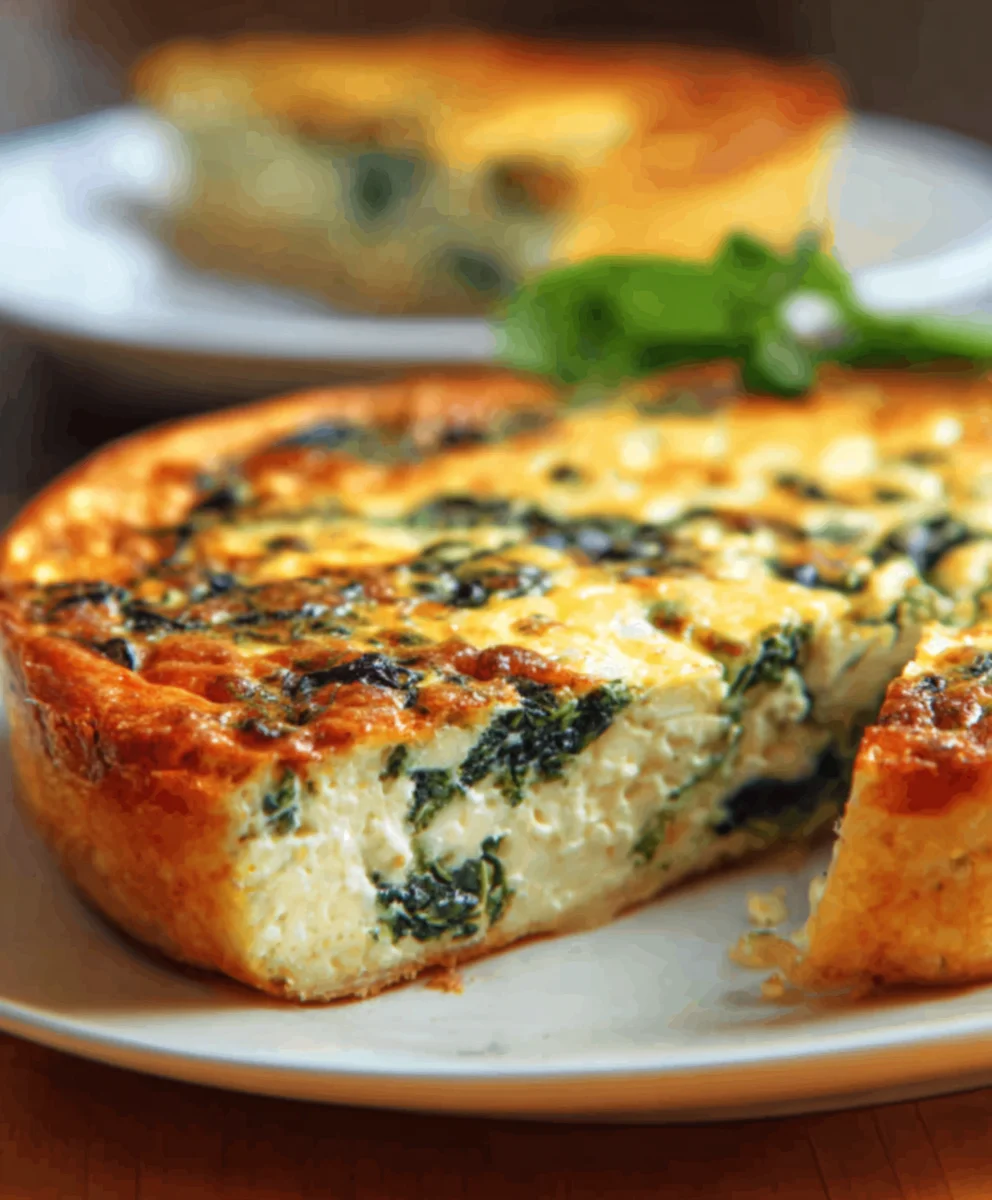 Spinach Cottage Cheese Crustless Quiche - Easy & Healthy