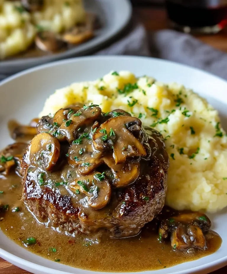 Bobby Flay’s Beef Salisbury Steak Mushroom Gravy