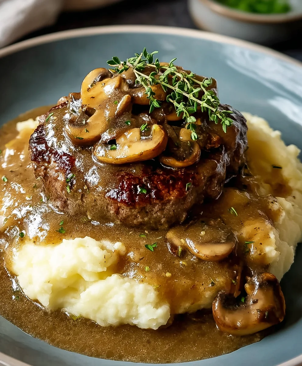 Bobby Flay's Beef Salisbury Steak Mushroom Gravy
