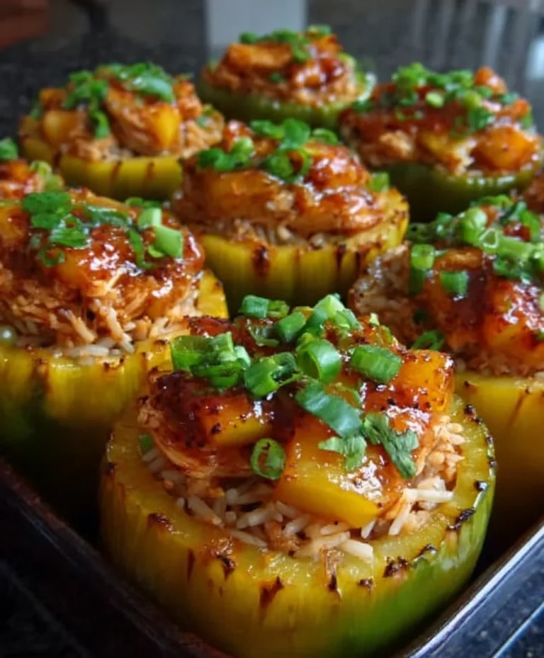 Teriyaki Pineapple Chicken Stuffed Peppers-Sweet Savory