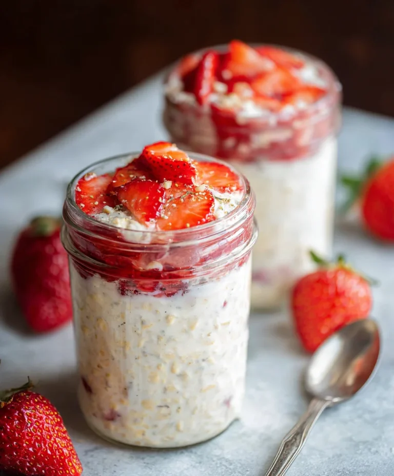 Strawberry Cheesecake Overnight Oats-Easy Healthy Breakfast