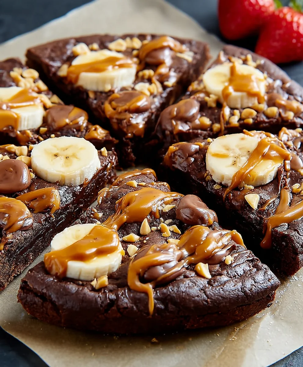 Chocolate Peanut Butter Brownie Pizza Delight