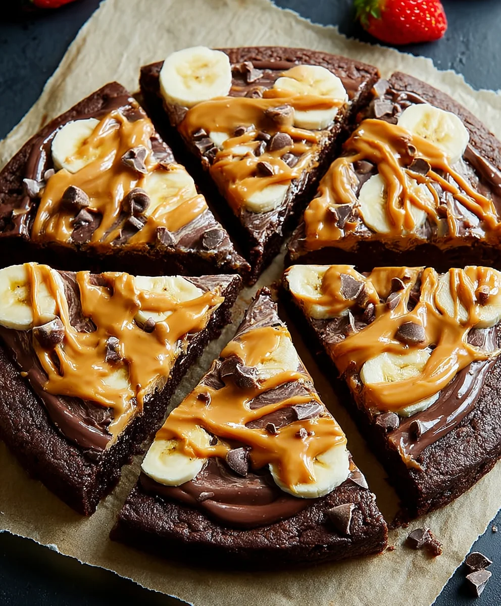 Chocolate Peanut Butter Brownie Pizza Delight