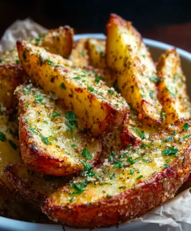 Crispy Baked Garlic Parmesan Potato Wedges