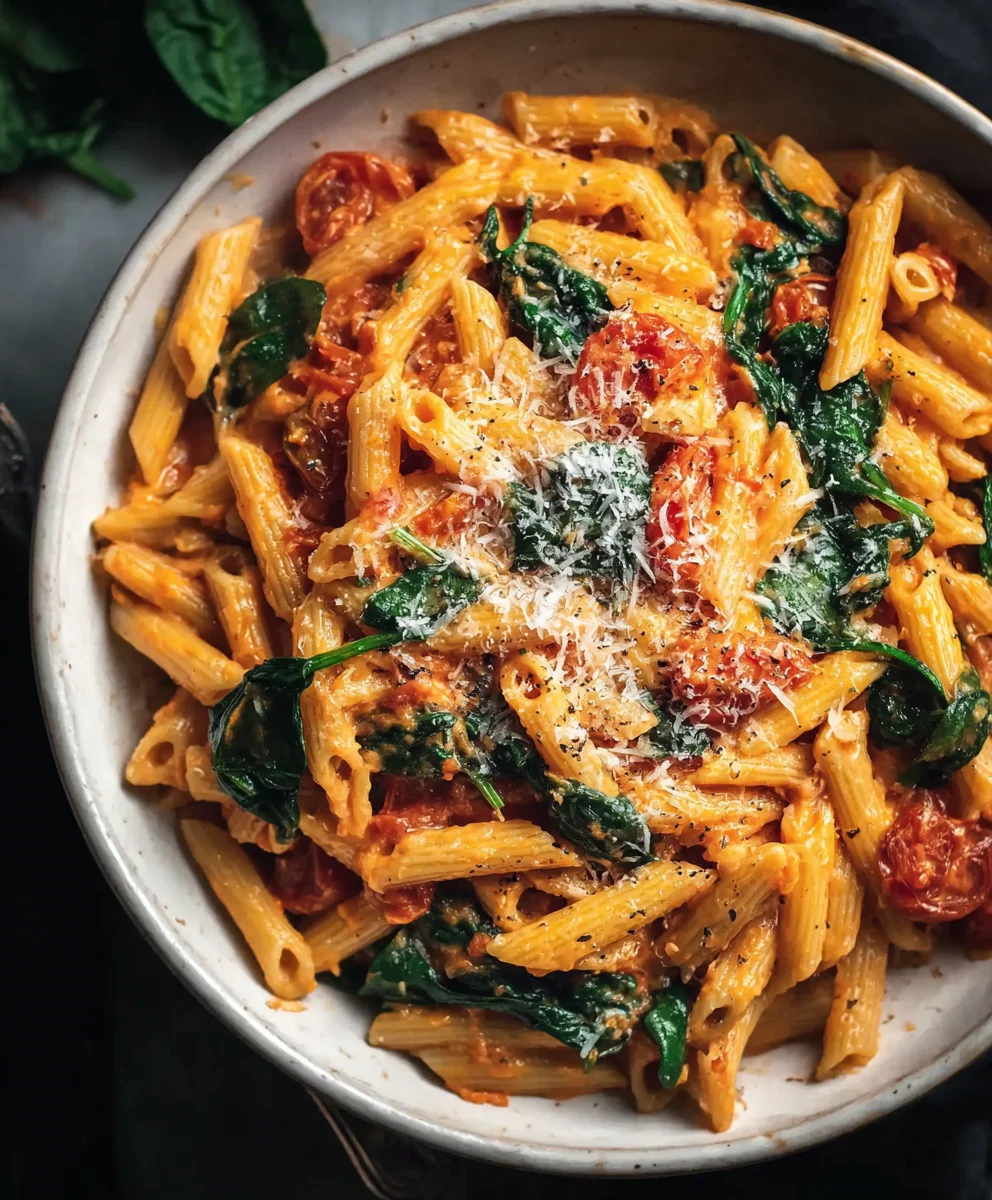 Creamy Tomato Spinach Pasta - Easy Weeknight Dinner