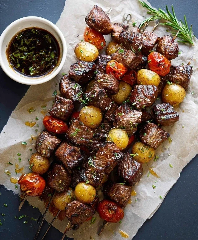 Rosemary Garlic Steak Kebabs