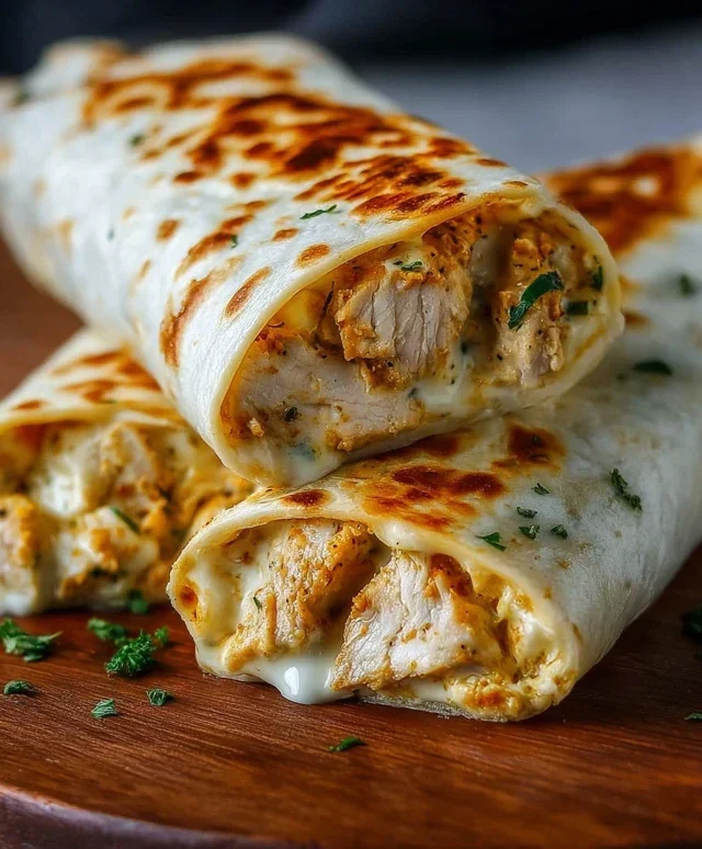 Low Carb Cheesy Garlic Chicken Wraps