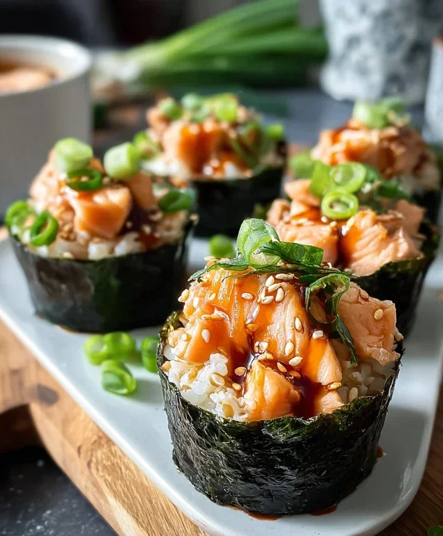 Spicy Salmon Sushi Cups