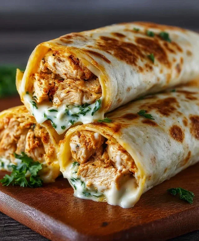 Low Carb Cheesy Garlic Chicken Wraps