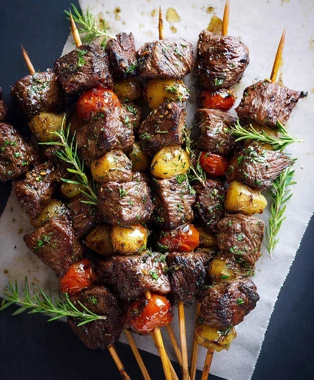 Rosemary Garlic Steak Kebabs