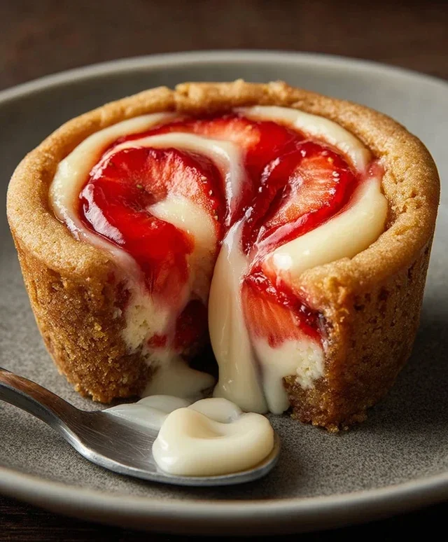 Strawberry Swirl Cheesecake Cookie Cups