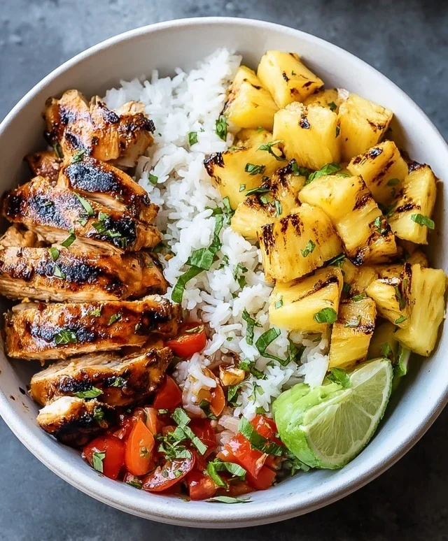Grilled Chicken and Pineapple Bowls with Coconut Rice