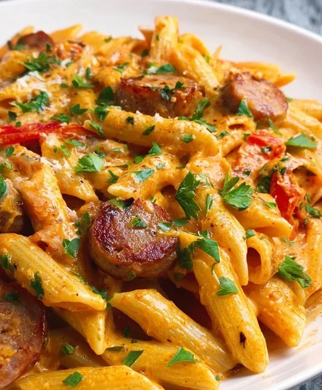 One Pot Creamy Cajun Sausage Pasta (30-Minutes)