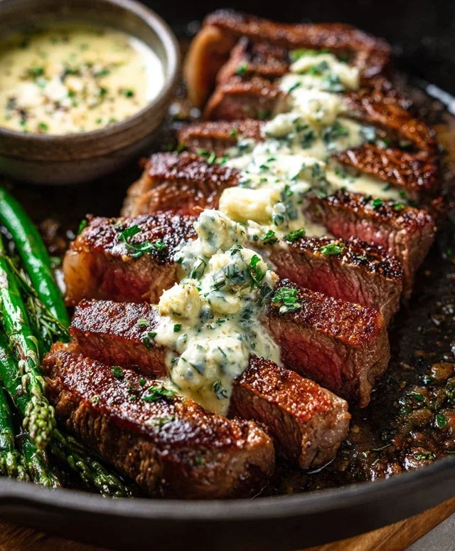 Garlic Butter Steak With Parmesan Cream Sauce