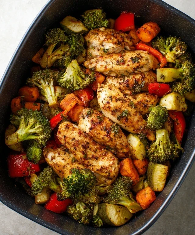 Air Fryer Chicken and Vegetables (in 15 minutes!)