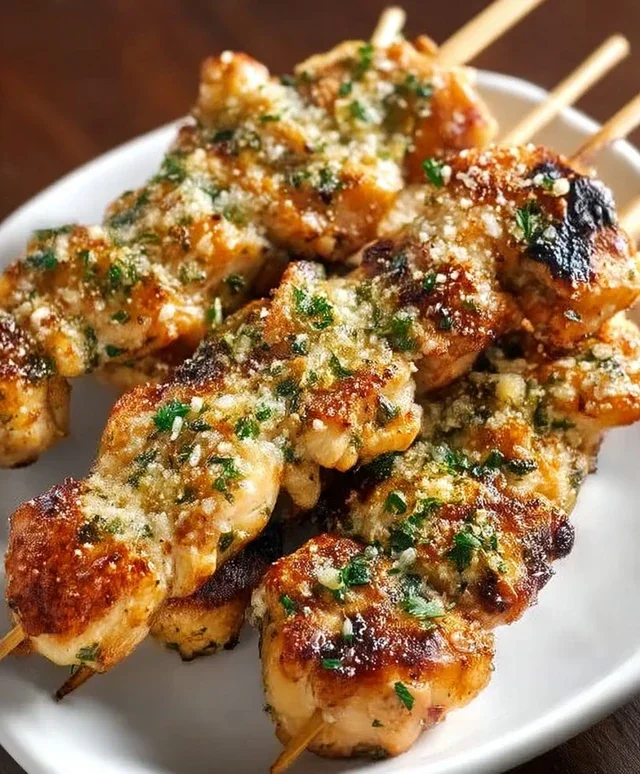 Ranch Garlic Parmesan Chicken Skewers