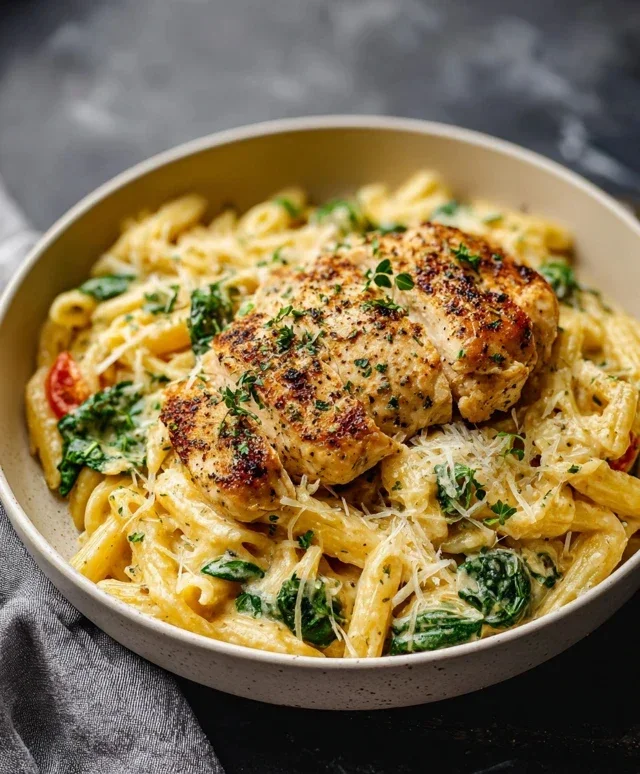 Healthy Garlic Parmesan Chicken Pasta