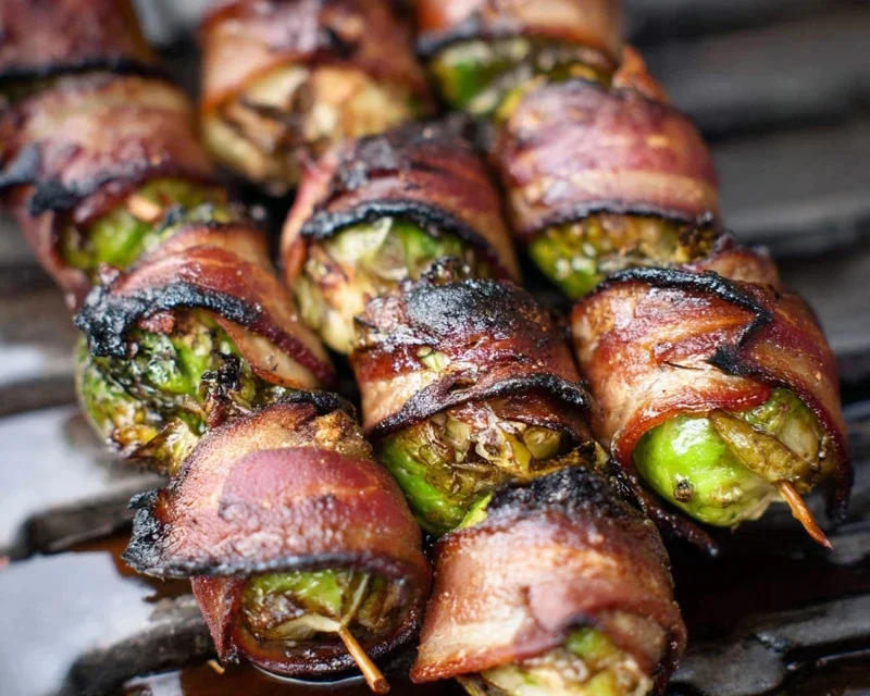 Grilled Beef Beef Bacon Wrapped Brussels Sprouts