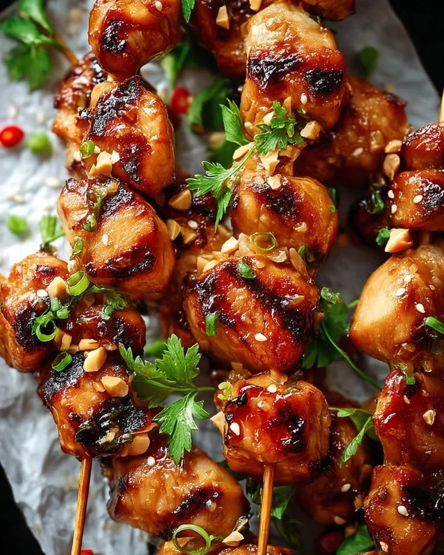 Easy Grilled Asian Chicken Skewers with Honey Garlic Sauce