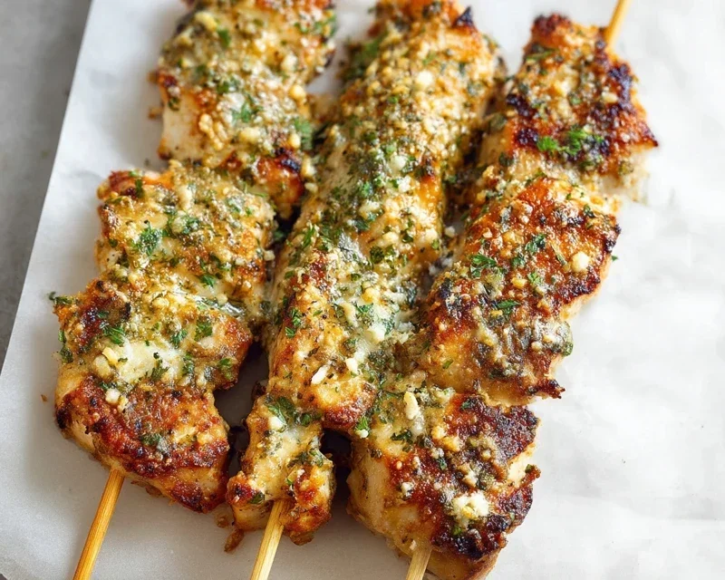 Ranch Garlic Parmesan Chicken Skewers