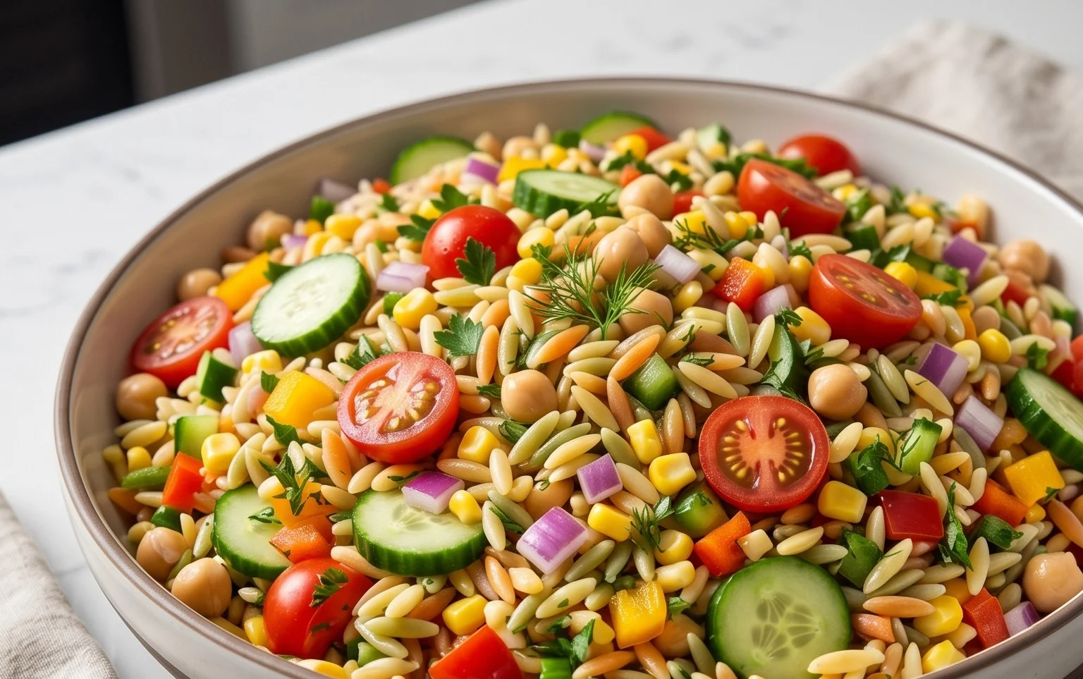 Rainbow Orzo Salad