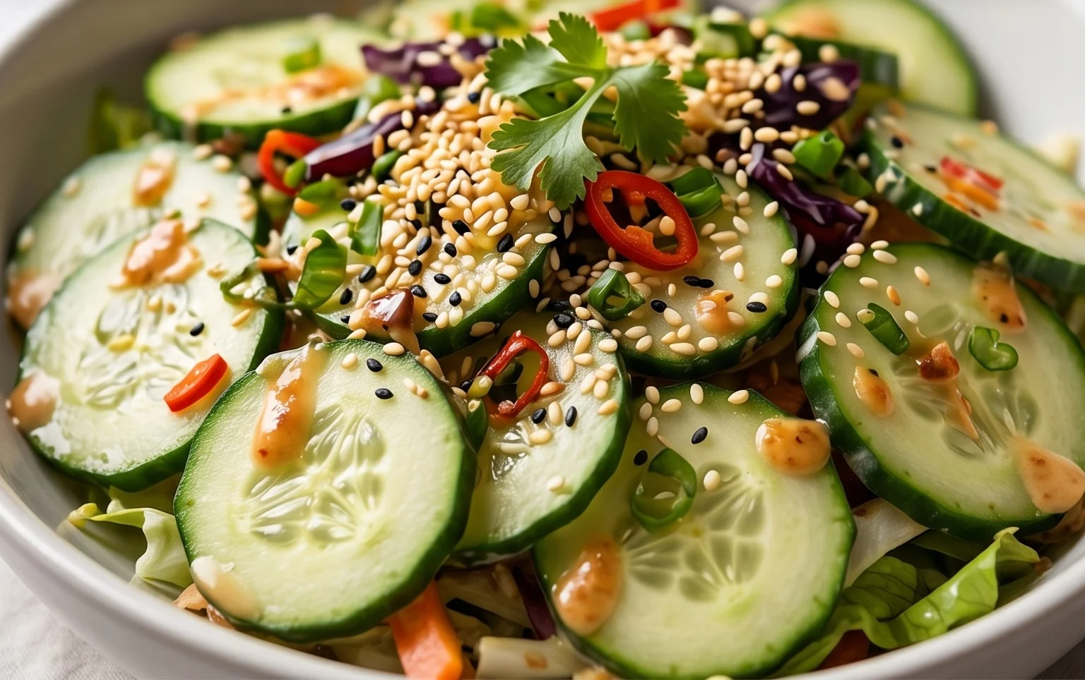 Creamy Asian Cucumber Salad Bowl