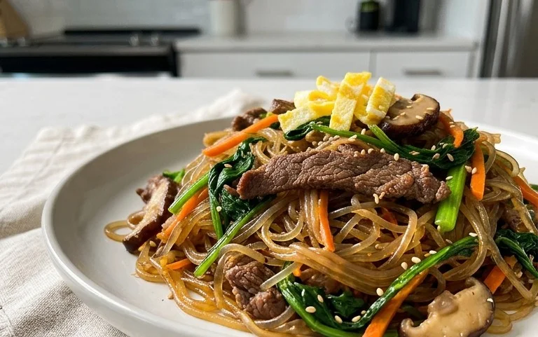 Japchae (Korean Glass Noodle Stir Fry)
