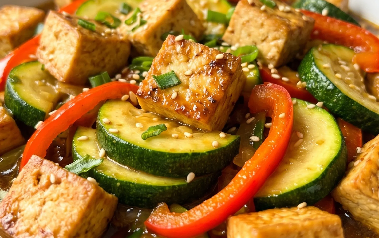 Zucchini Stir Fry With Tofu (Vegan)
