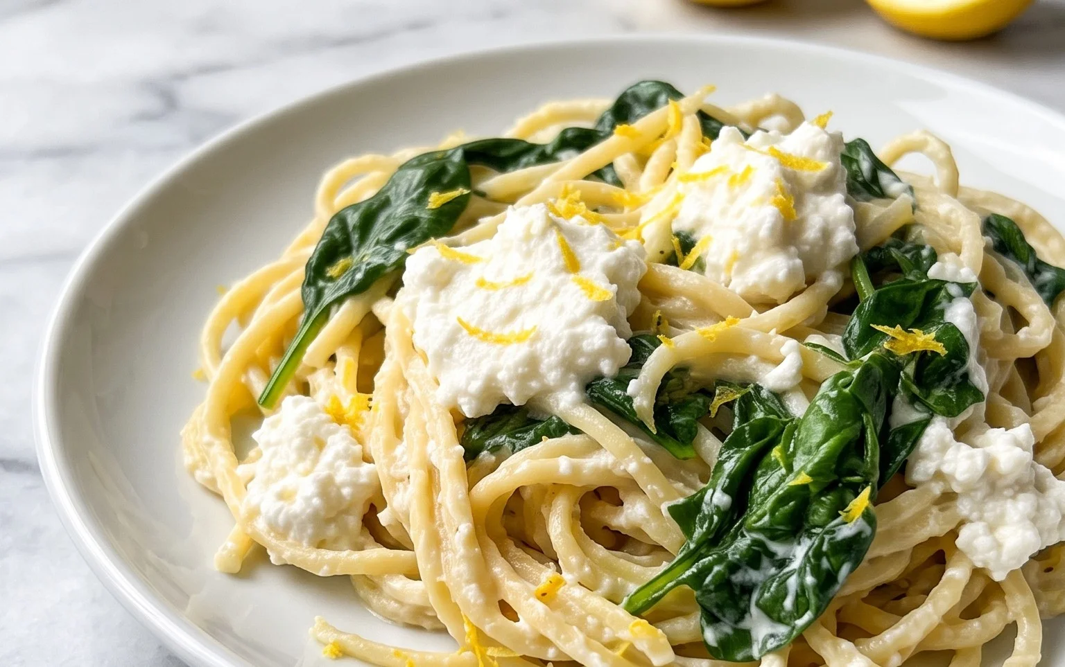 Lemon ricotta pasta & spinach