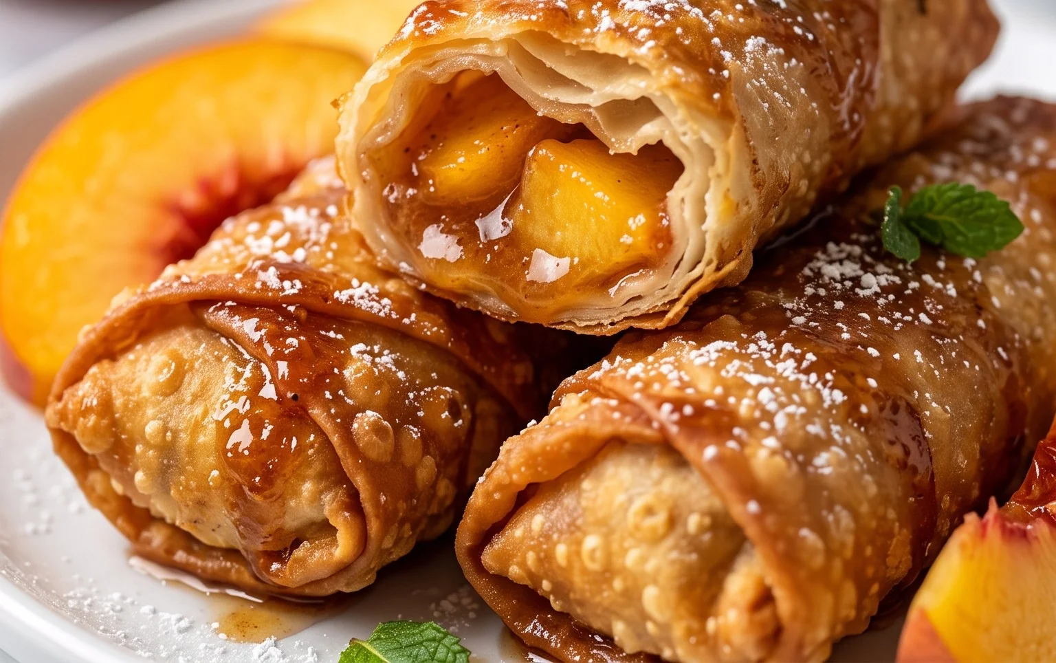 Peach Cobbler Egg Rolls