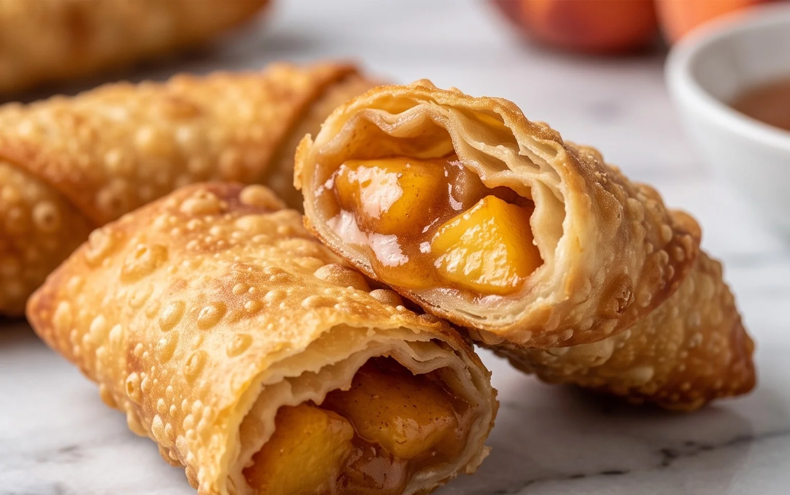Peach Cobbler Egg Rolls